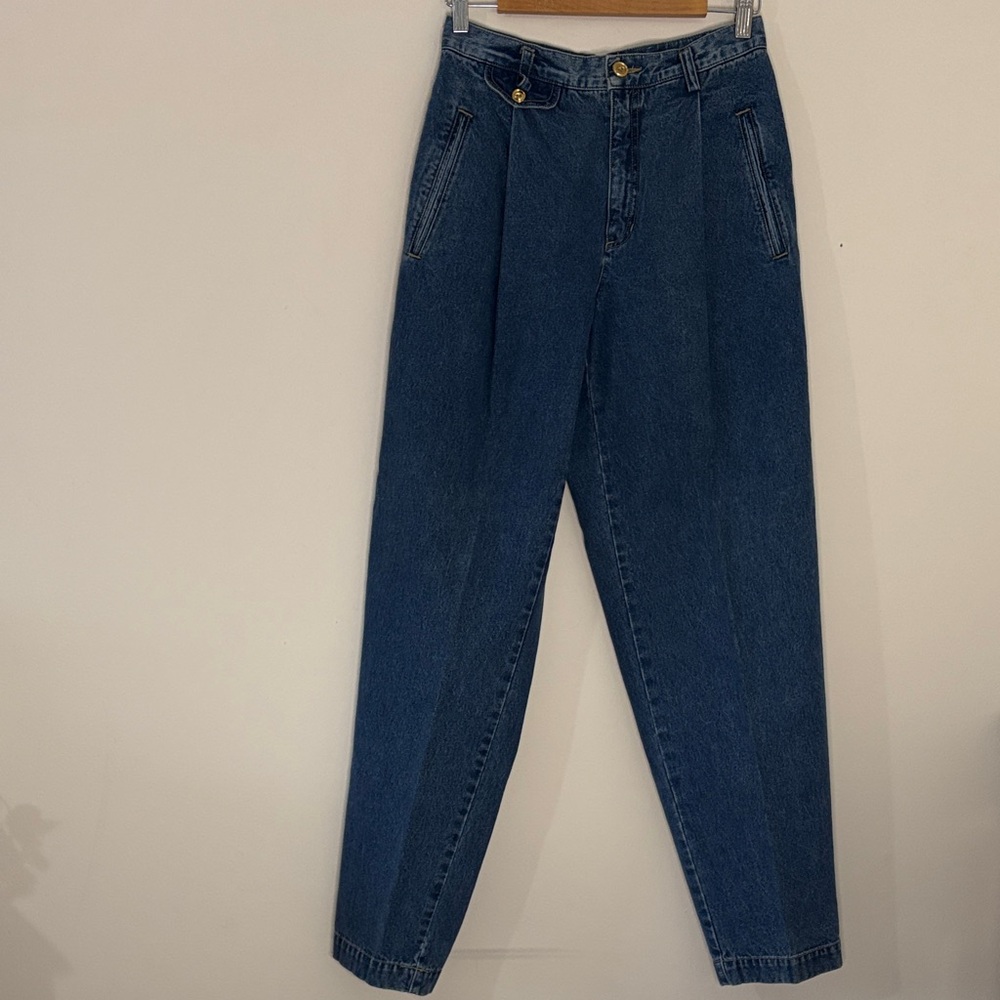 Vintage 90s Lizwear High Rise Pleated Mom Jeans 100% Cotton Tapered Denim Sz 10